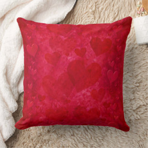 Red Hearts Throw Pillow