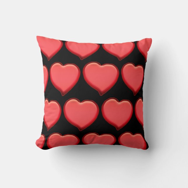 Red Hearts Throw Pillow (Front)
