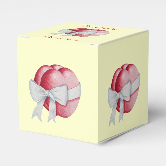 red hearts tied with white bows for weddings favour box (Front Side)