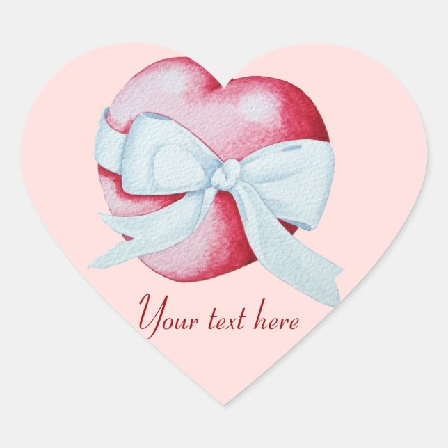 red hearts tied with white ribbon bow romantic heart sticker (Front)