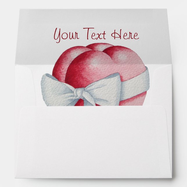 red hearts tied with white ribbon bow wedding envelope (Back (Bottom))