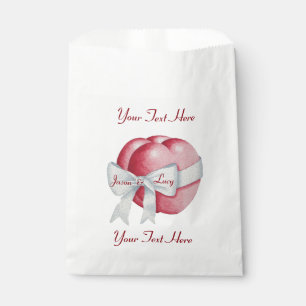 red hearts tied with white ribbon for weddings favour bag