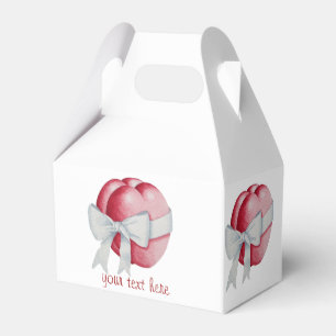 red hearts tied with white ribbon for weddings favour box