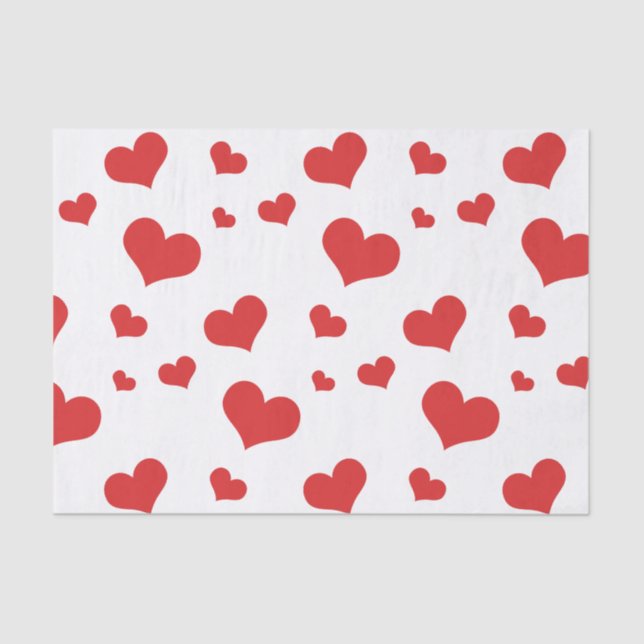 Red hearts tissue paper (Front)