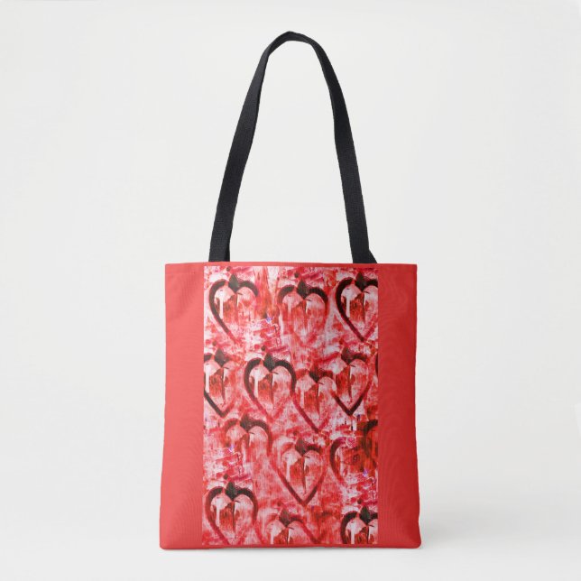 Red hearts tote bag (Front)