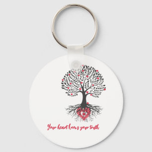Red hearts tree keychain