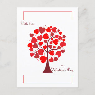 Red Hearts Tree Valentine Postcard