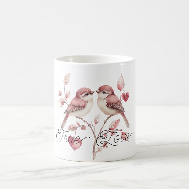Red Hearts True Love Birds Coffee Mug (Center)