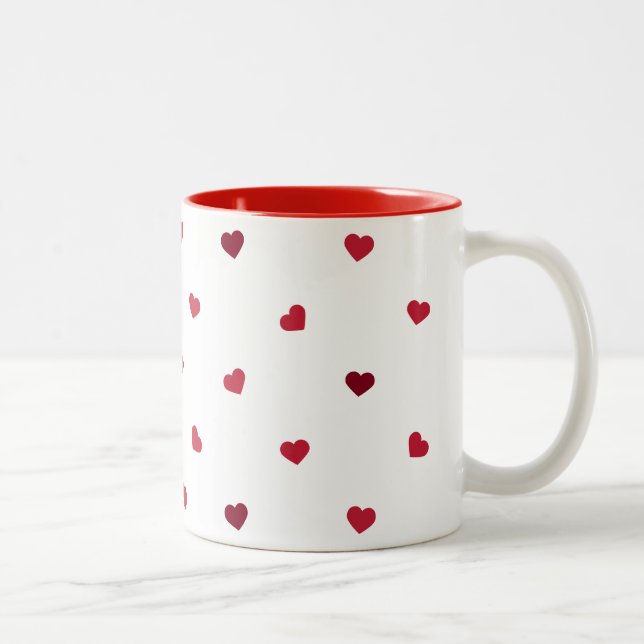Red Hearts Two-Tone Coffee Mug (Right)