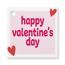 Red Hearts Valentine Day Favour Tags