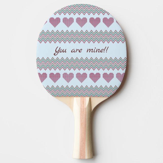 Red Hearts Valentine Pattern Ping Pong Paddle (Front)