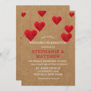 Red Hearts Valentine’s Day Wedding Invitation