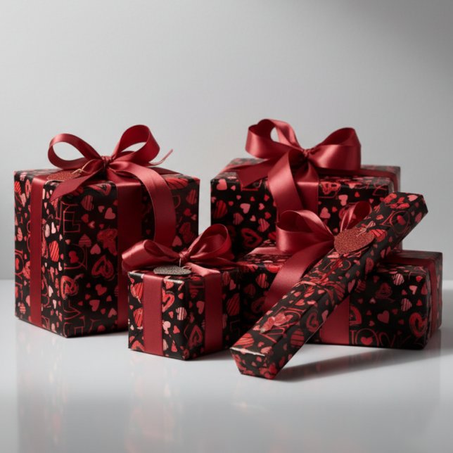 Red Hearts Valentine's Day Love Wrapping Paper (Creator Uploaded)