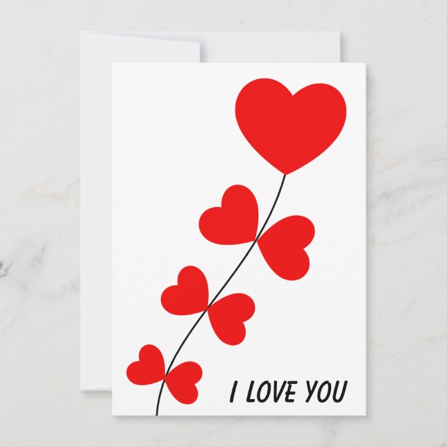 Red hearts Valentines Day Minimal Simple Holiday Card (Front)