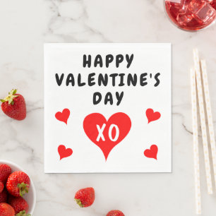 Red Hearts Valentine's Day Napkin