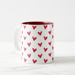Red hearts, Valentine's Day   Two-Tone Coffee Mug