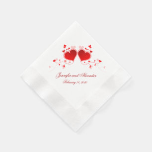 Red Hearts Valentine's Day Wedding Napkins Custom
