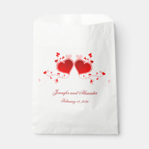 Red Hearts Valentines Day Wedding Party Favour Bag