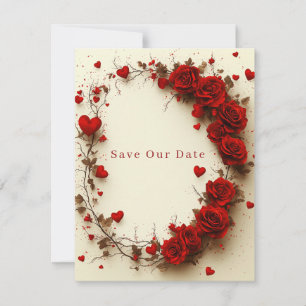 Red Hearts Valentine's Day Wedding Save The Date