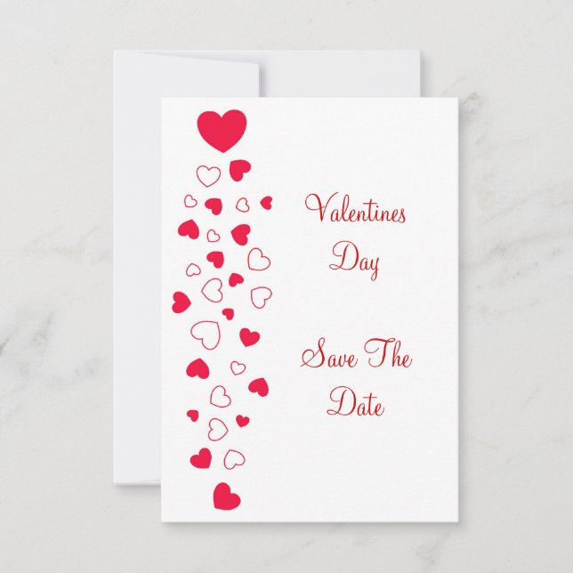 Red Hearts Valentines Day Wedding Save The Date (Front)