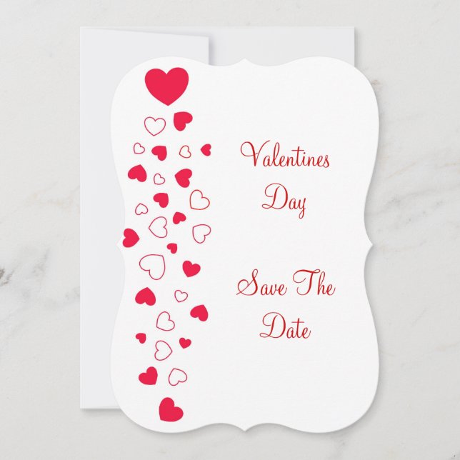 Red Hearts Valentines Day Wedding Save The Date (Front)