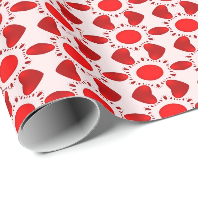 Red Hearts Valentine's Day Wrapping Paper (Roll Corner)