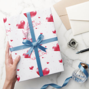 Red Hearts Valentine's Day Wrapping Paper