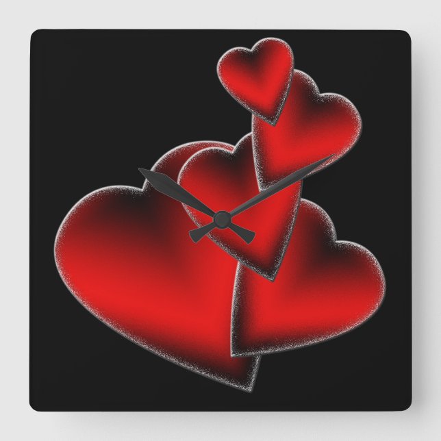 Red Hearts Wall Clock (Front)