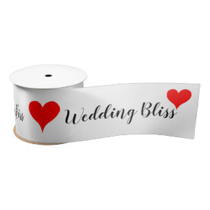 Red Hearts Wedding Bliss Satin Ribbon