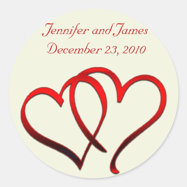 Red Hearts Wedding Sticker (Front)