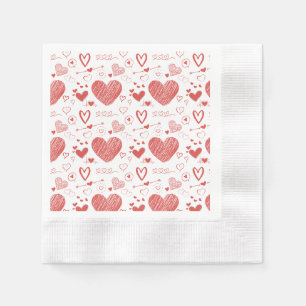 red hearts - white background napkin