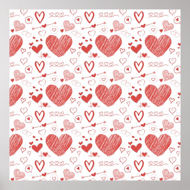 red hearts - white background poster (Front)