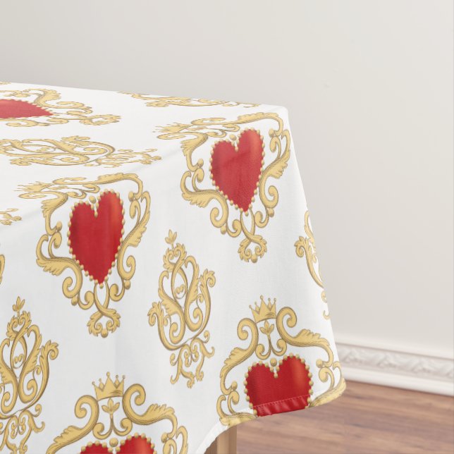 Red Hearts With Crown Tablecloth (In Situ)