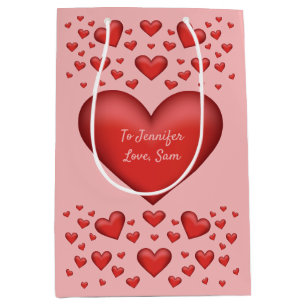 Red Hearts With Custom Text Medium Gift Bag