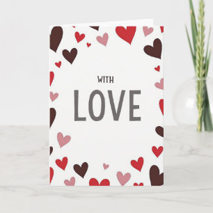 Red Hearts With Love Card