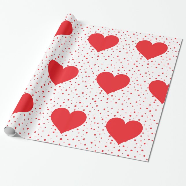 Red Hearts Wrapping Paper (Unrolled)