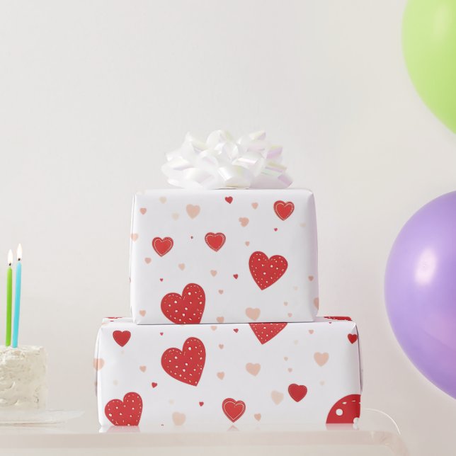 Red hearts wrapping paper (Party Gifts)