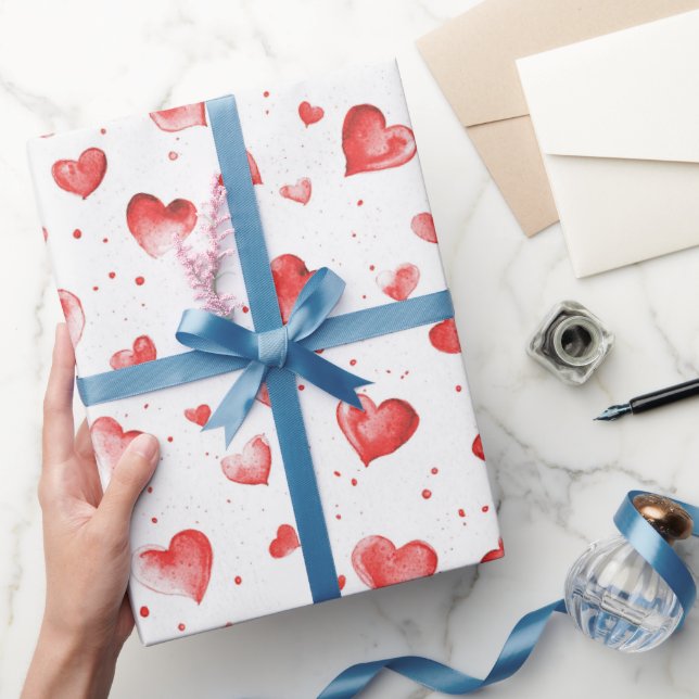 Red Hearts  Wrapping Paper (Gifting)