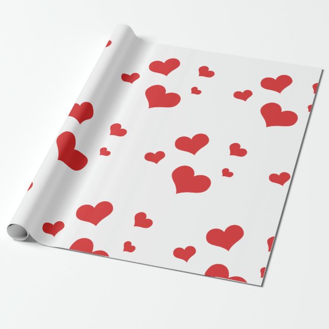 Red hearts wrapping paper (Unrolled)