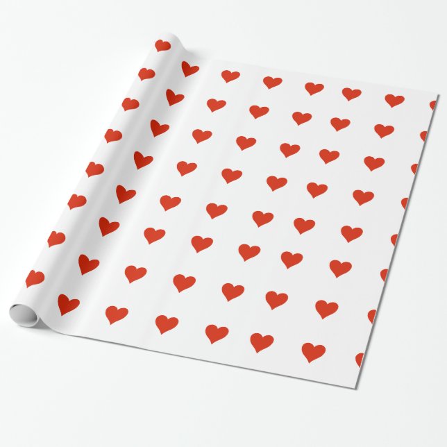 Red Hearts Wrapping Paper (Unrolled)