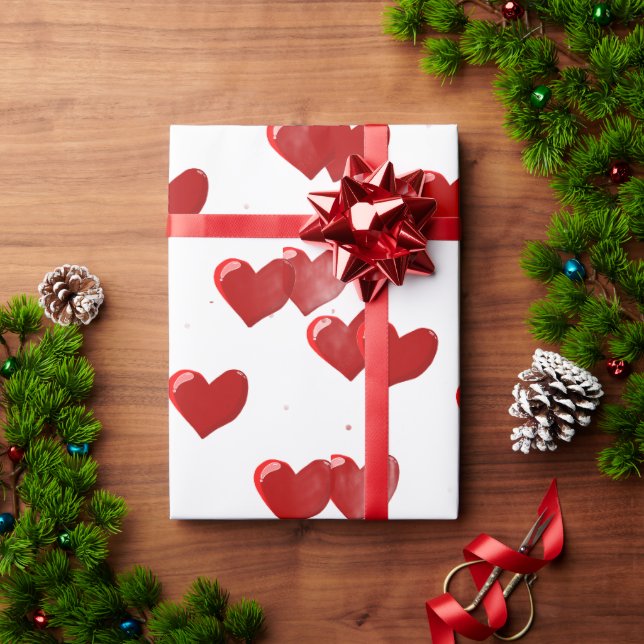 Red Hearts Wrapping Paper (Holiday Gift)