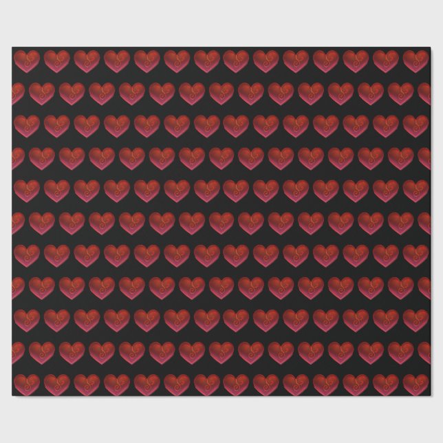 Red Hearts Wrapping Paper love valentines day (Seam)