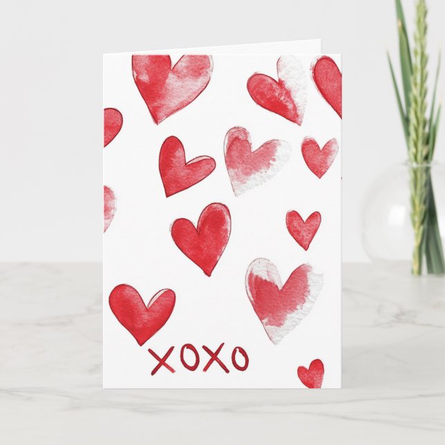 Red Hearts XOXO Card (Front)