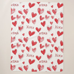Red Hearts XOXO Love Sherpa Blanket