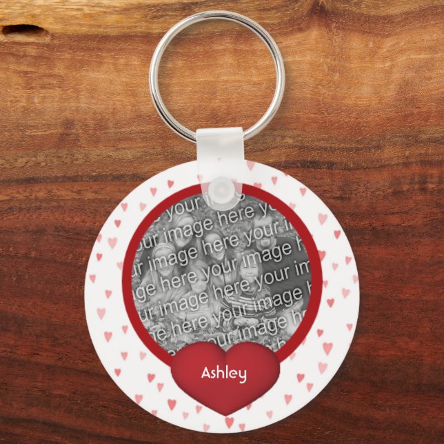 Red Hearts Your Photo Personalised Key Ring (Front)