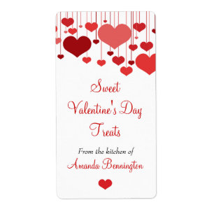 Red Heartstrings Valentines Baking Label