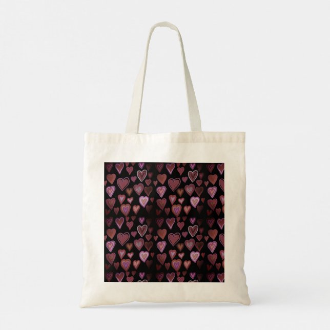 Red hearty design tote bag (Back)