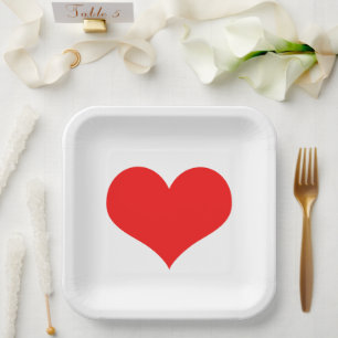 Red Heat Weddings Birthdays Baby Shower White Cute Paper Plate