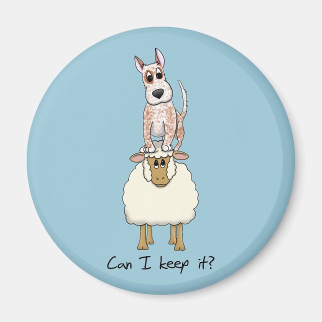 Red Heeler Backing Sheep Magnet (Front)