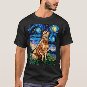 Red Heeler Starry Night Cattle Dog Colourful Art b T-Shirt